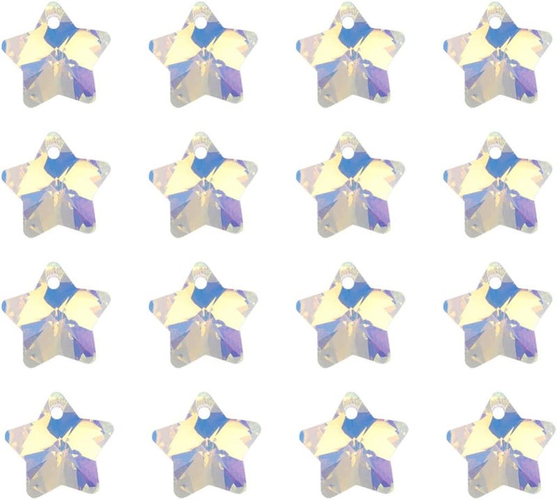 comfrt 100pcs Ab Loose Beads Star Shaped Glass Crystal Rhinestones Clear Gemstone Charms Pendants for Jewelry Making Clothing Bag Decorations (14mm) - Image 1