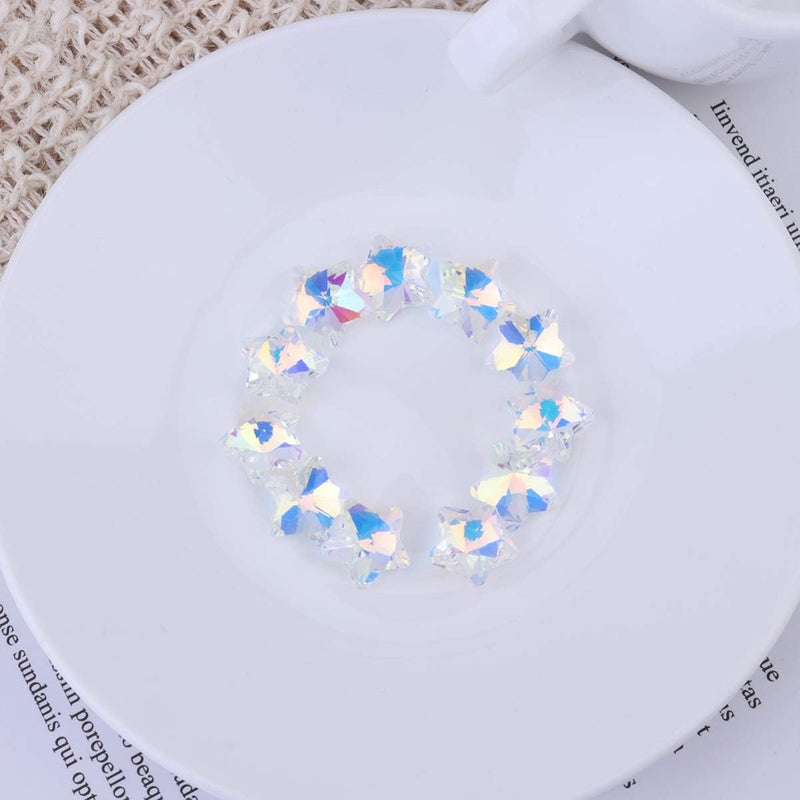 comfrt 100pcs Ab Loose Beads Star Shaped Glass Crystal Rhinestones Clear Gemstone Charms Pendants for Jewelry Making Clothing Bag Decorations (14mm) - Image 3