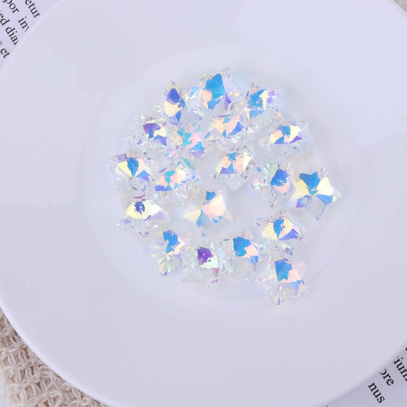 comfrt 100pcs Ab Loose Beads Star Shaped Glass Crystal Rhinestones Clear Gemstone Charms Pendants for Jewelry Making Clothing Bag Decorations (14mm) - Image 5