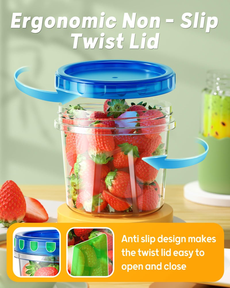 BiuLeon 6 Pack-24 oz Freezer Storage Containers, Plastic Food Storage Containers with Twist Top Lids, BPA Free and Reusable Soup Containers with Lids, Leakproof/Microwave/Dishwasher Safe - Image 3