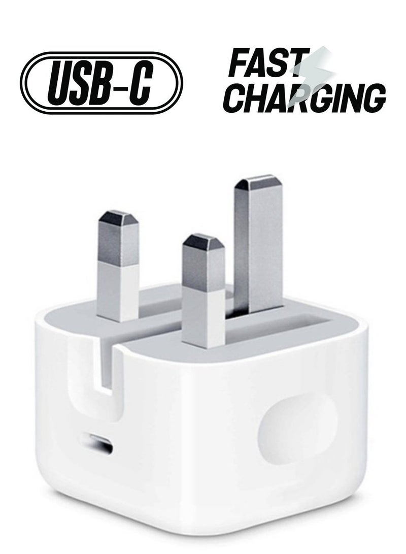 Power Adapter Wall Charger With Type-C Port UK Plug For All Smart Phones - Image 1