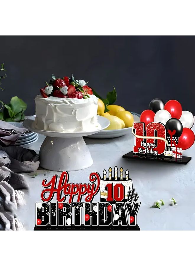 3 قطع من الزينة الحمراء الأكريليكية للمكتب بمناسبة عيد الميلاد العاشر، قطعة مركزية لحفل عيد الميلاد العاشر، هدية وتعليق للزينة. - Image 3