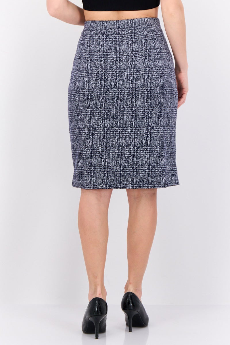 41 Hawthorn Women Jacquard Pencil Skirt, Navy Combo - Image 3