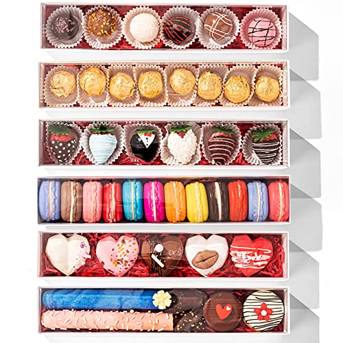 SLShePack 20Pack 12x2.25x2 Inches Chocolate Covered Strawberries Boxes for 6, Macaron boxes for 12, Long Box for Cocoa Bombs,Cookies,Truffle,Cake Ball - Image 4