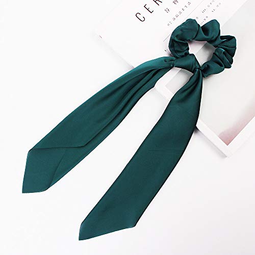 DINPREY Silk Satin Hair Scrunchies, Hair Scarf with Flower Pattern, Stripe Printed Hair Bobbles for Ponytail Holder (6 Pcs Stripes & Solid Colors Silk) - Image 4