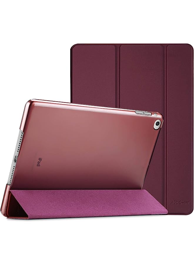 IAF Smart Case For Ipad Air 2 (2014 Release), Ultra Slim Lightweight Stand Protective Shell With Translucent Frosted Back Cover Apple (A1566 A1567)-Wine