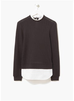 Black 2 in 1 Textured Shirt Jumper