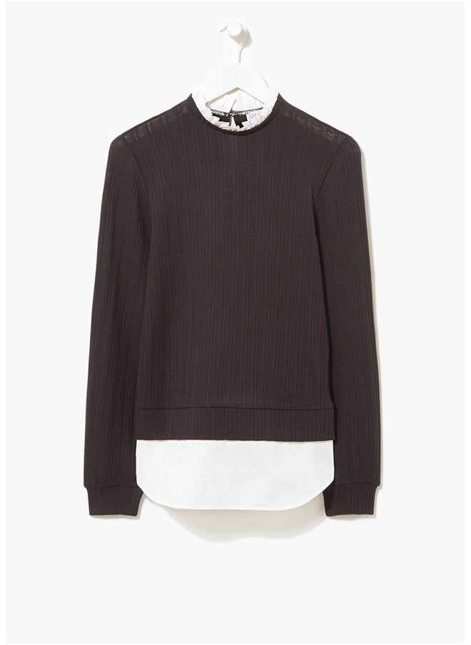 Matalan - Black 2 in 1 Textured Shirt Jumper - Image 1
