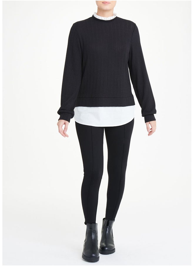 Matalan - Black 2 in 1 Textured Shirt Jumper - Image 1