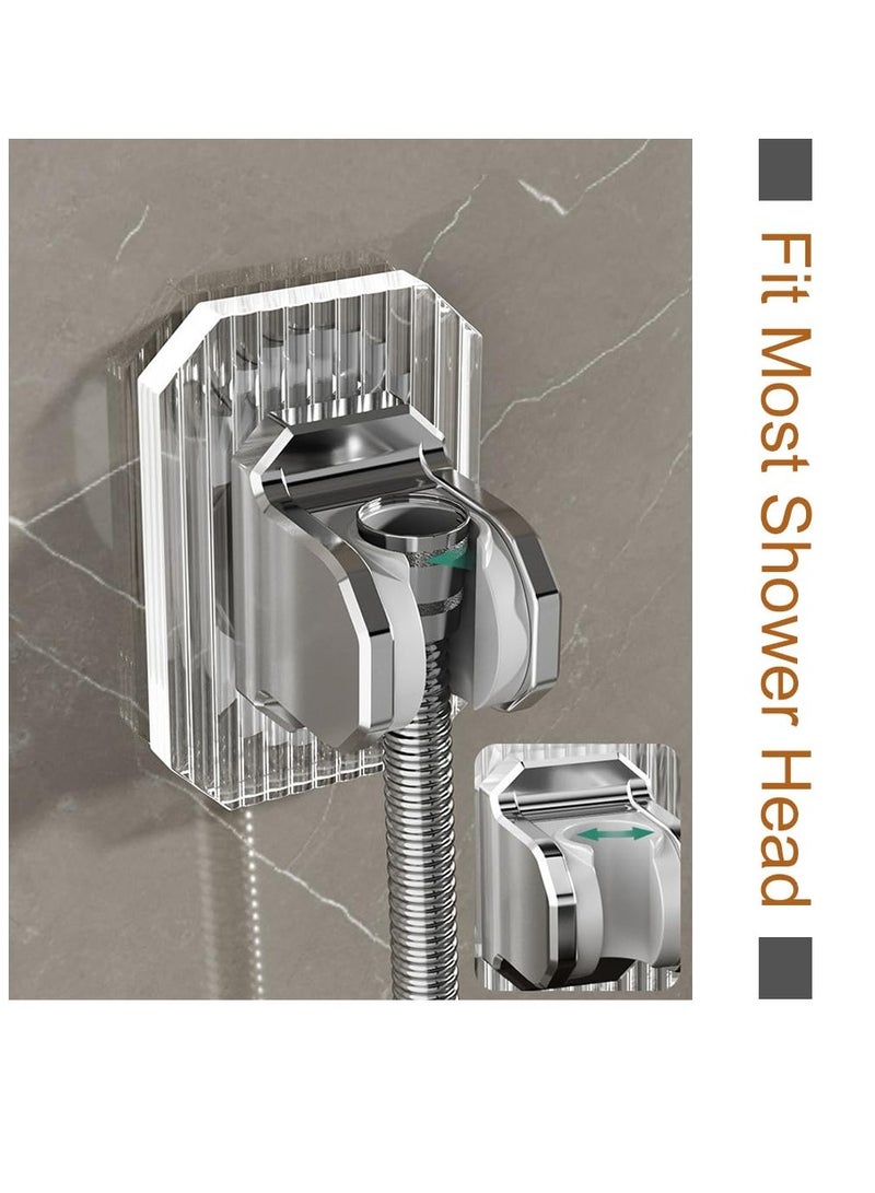 SOLARAE Shower Head Holder, 2 Pcs Adjustable Shower Head Holder, Handheld Shower Head Holder Wall Mount, Acrylic Shower Bracket, Fashionable and Practical Bathroom Accessories, Silvery - Image 3