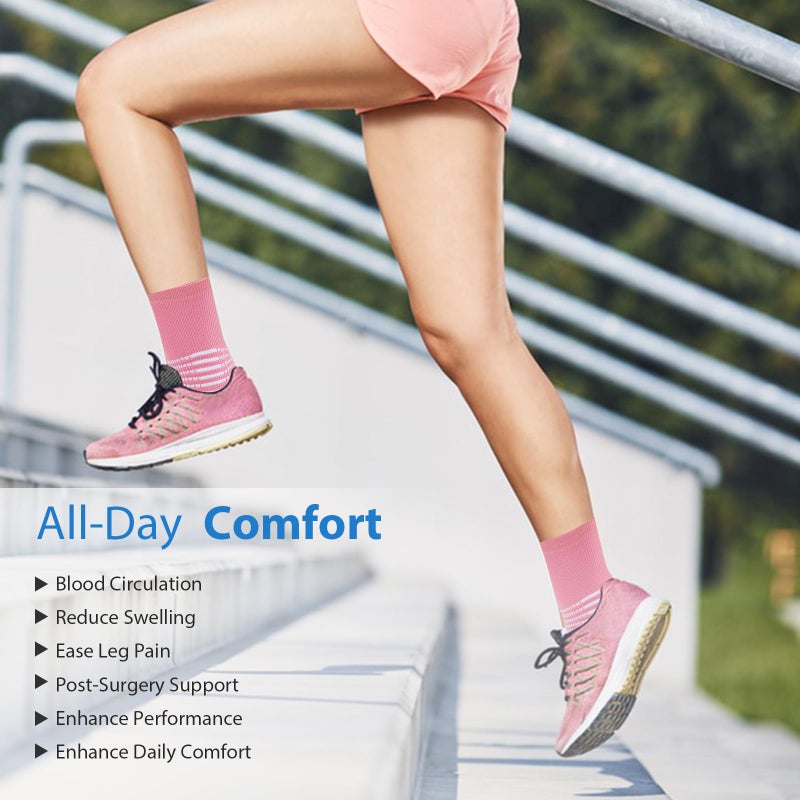 IRAMY Crew Compression Socks for Women Men with Ankle Arch Support Plantar Fasciitis Relief 3 Pairs - Image 5