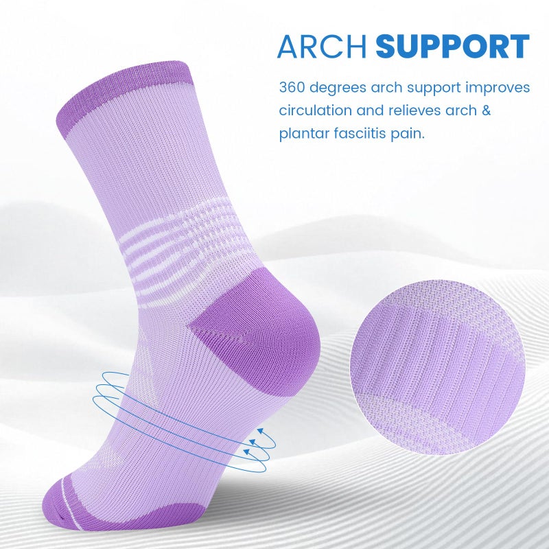 IRAMY Crew Compression Socks for Women Men with Ankle Arch Support Plantar Fasciitis Relief 3 Pairs - Image 2