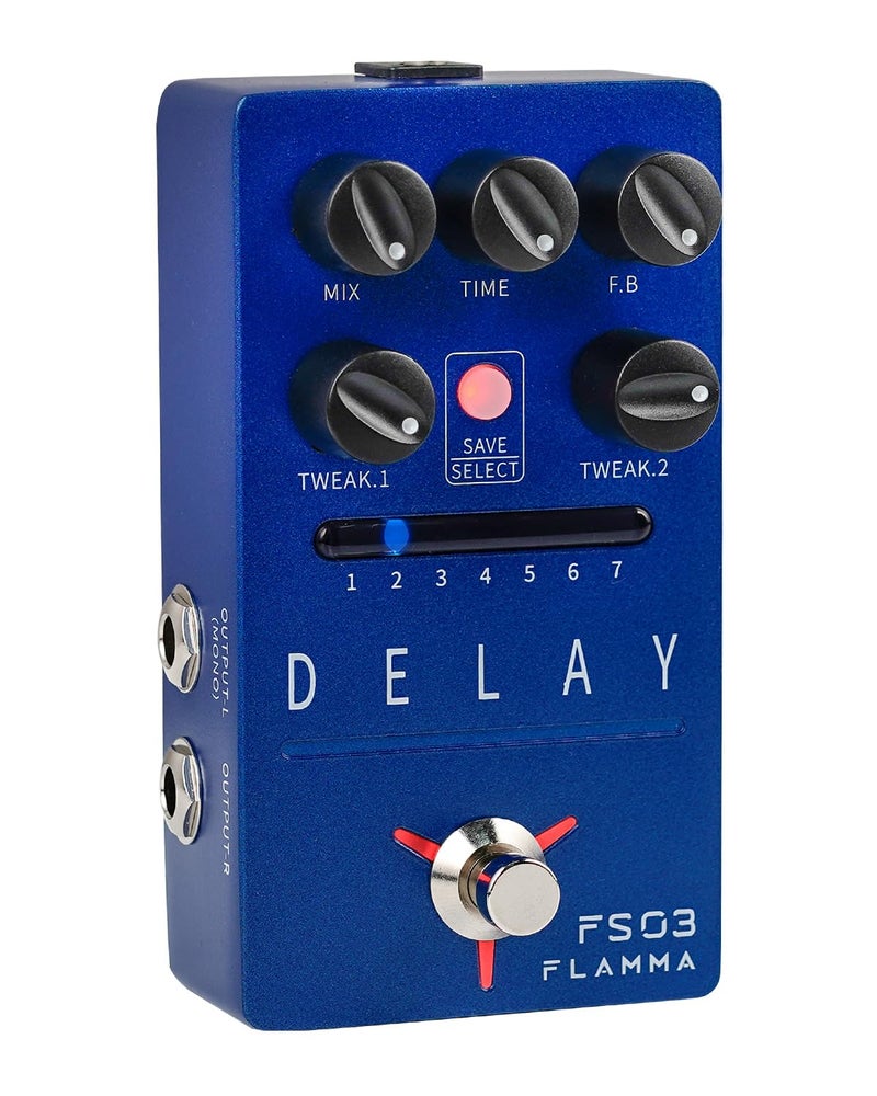 FLAMMA FS03 Electric Guitar Delay Effects Pedal with Looper Stereo Digital Sound 6 Delay Effects Storable Preset Tap Tempo Trail On True Bypass for Pedal Boards - Image 1