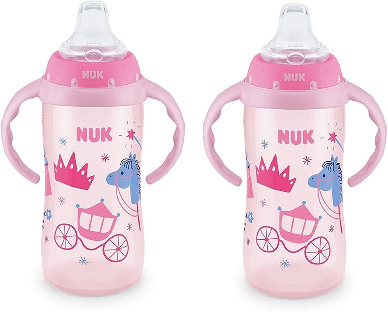 NUK 10 Ounce Jungle Large Learner Cup With Handles, 2 Pack, Girl - Image 2
