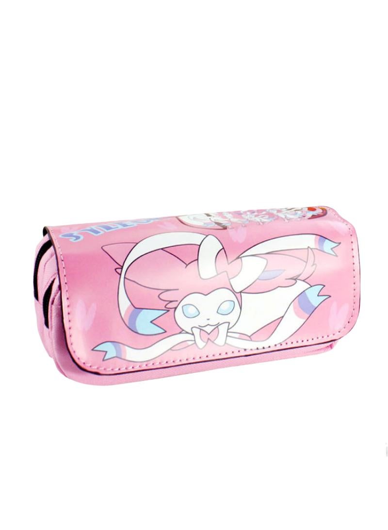 إسكدنيا Large Capacity Cartoon Pokemon Print Pencil Case Double Canvas Zipper Pencil Bag Pink-B - Image 1