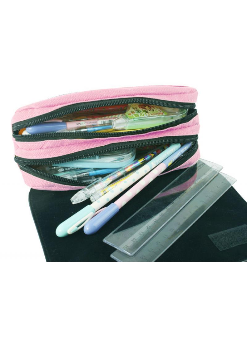 إسكدنيا Large Capacity Cartoon Pokemon Print Pencil Case Double Canvas Zipper Pencil Bag Pink-B - Image 3