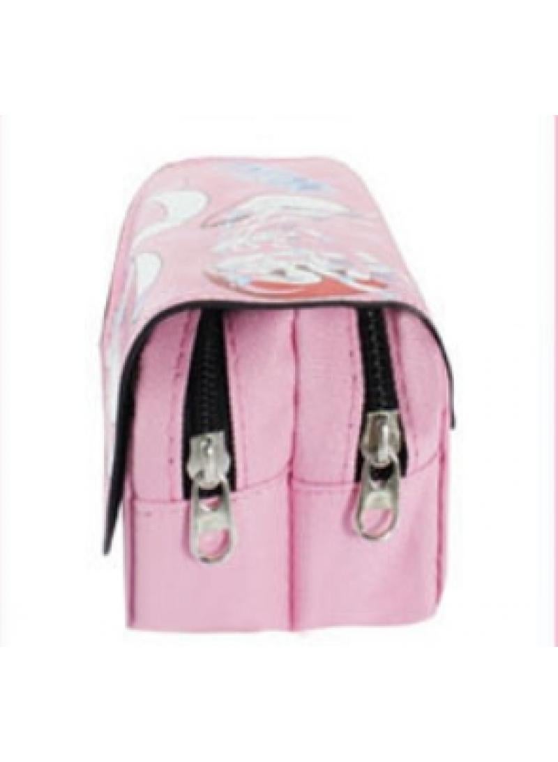 إسكدنيا Large Capacity Cartoon Pokemon Print Pencil Case Double Canvas Zipper Pencil Bag Pink-B - Image 2