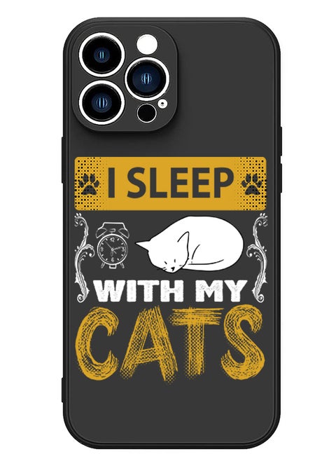 Protective Slim Fit Case Liquid Silicone Cover with Full Body Protection Anti-Scratch Shockproof Case For iPhone 15 Pro Max Black - I sleep with my cats