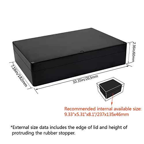 LeMotech Electrical Box ABS Plastic Project Box IP65 Waterproof Junction Box Project Case Universal Enclosure for Electronics Black 10.3X 7.1x 2.3 inch (263x182x60mm)（Pack of 1 - Image 2