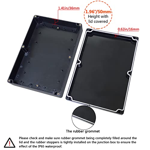 LeMotech Electrical Box ABS Plastic Project Box IP65 Waterproof Junction Box Project Case Universal Enclosure for Electronics Black 10.3X 7.1x 2.3 inch (263x182x60mm)（Pack of 1 - Image 4