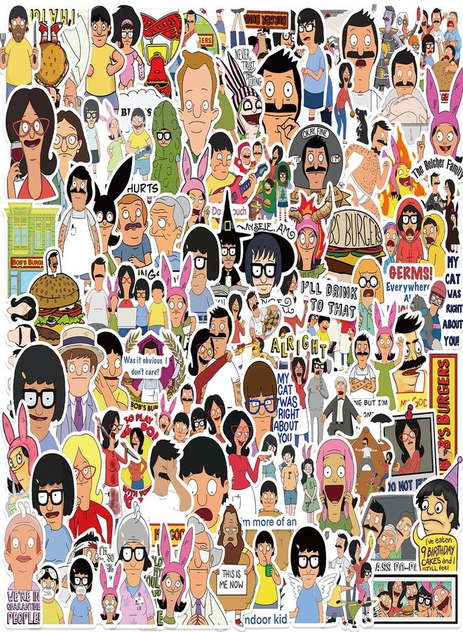 MINRAIN 100PCS Funny Cartoon Bob's Burgers Waterproof Sticker for Water Bottles Cartoon Characters Stickers for Kids, Toddlers, Teens, Girls, Adults (Bob's Burgers) - Image 1