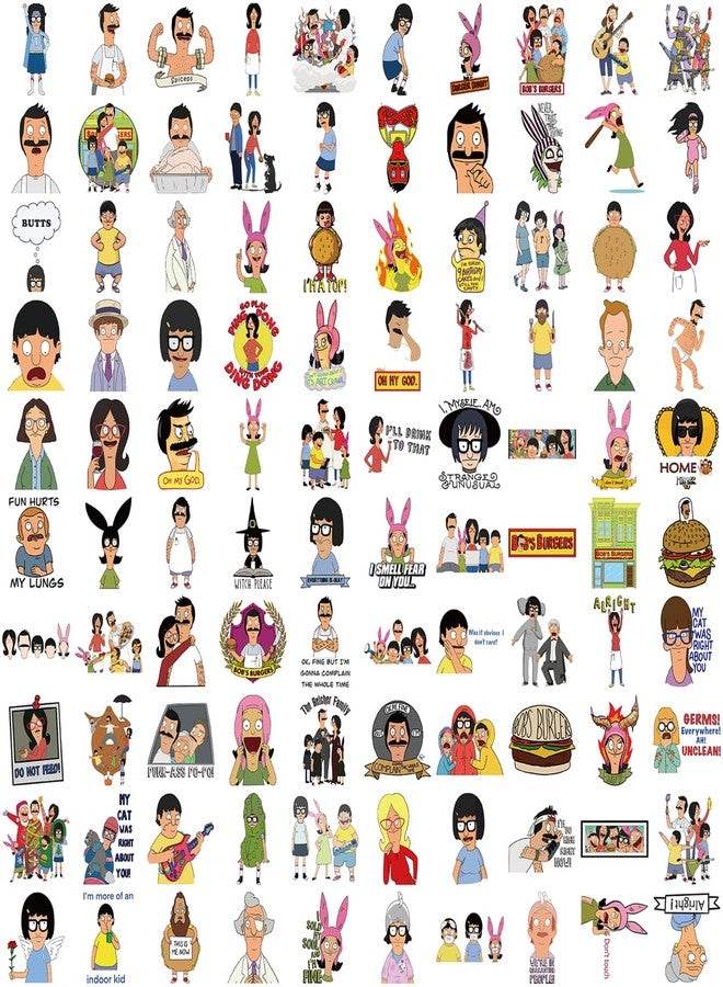 MINRAIN 100PCS Funny Cartoon Bob's Burgers Waterproof Sticker for Water Bottles Cartoon Characters Stickers for Kids, Toddlers, Teens, Girls, Adults (Bob's Burgers) - Image 5