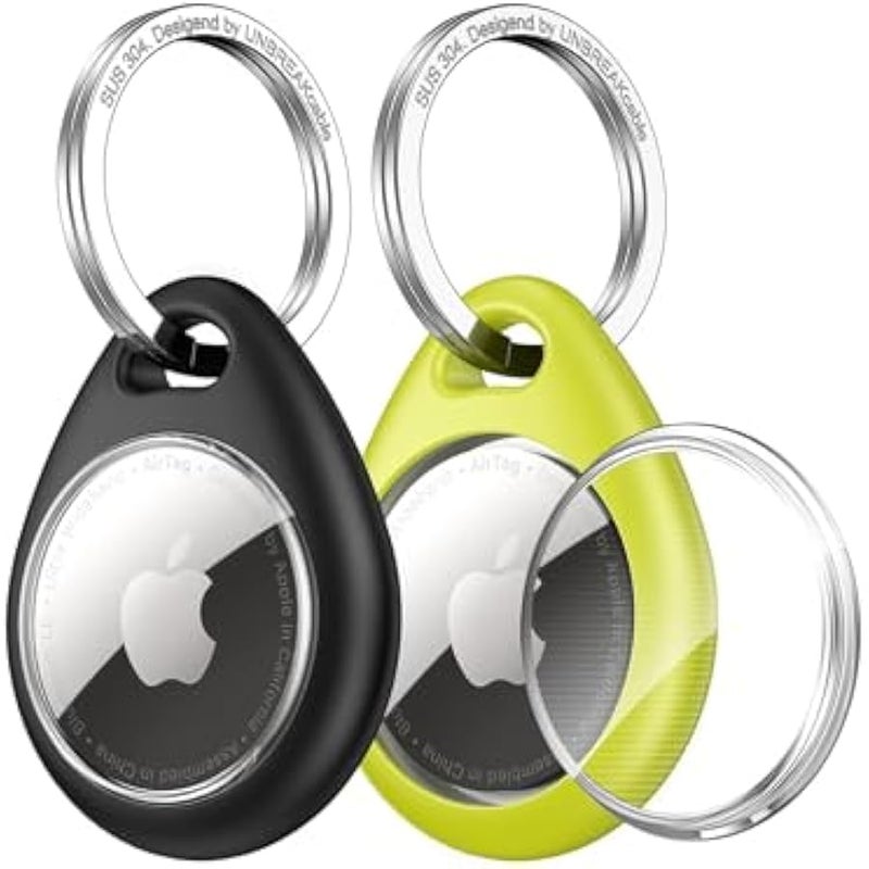 2 Pieces Case for Apple Airtag with Key Ring, Washable Silicone Airtag Holder - 【 Anti-Lost , Anti-Scratch, Extra Protective Hood 】… - Image 1