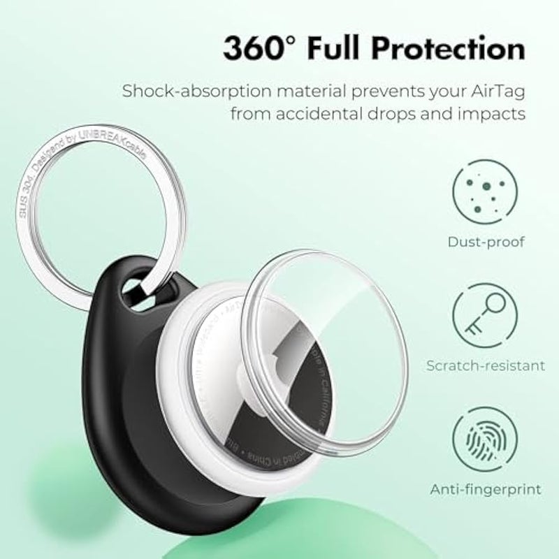 2 Pieces Case for Apple Airtag with Key Ring, Washable Silicone Airtag Holder - 【 Anti-Lost , Anti-Scratch, Extra Protective Hood 】… - Image 3