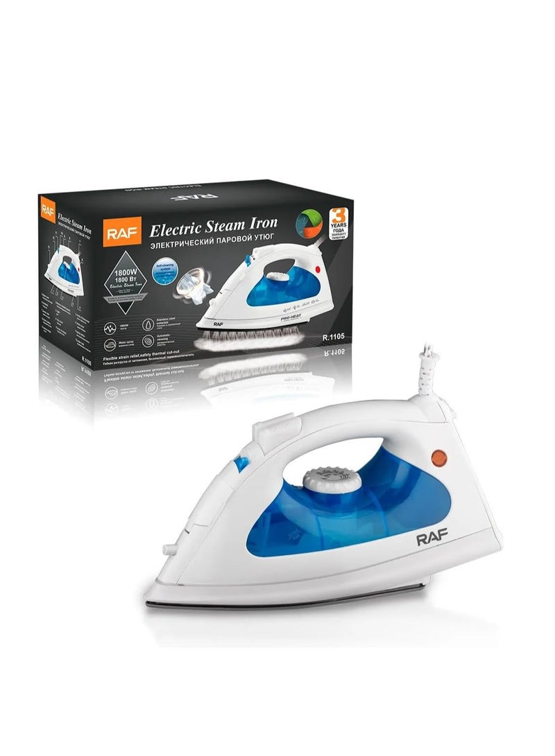 آر إيه أف مكواة بخار كهربائية عالية الكفاءة R.1105 -1800W، عملية كي الملابس بشكل مثالي، سهلة وسريعة - Image 2