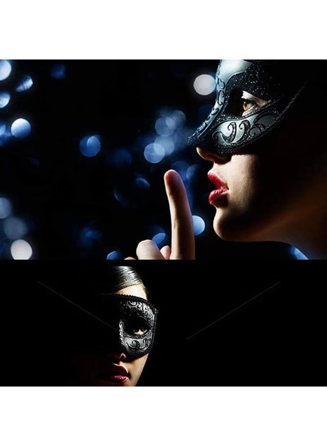 OSHIMA 2 Pcs Masquerade Mask, Black Couple Mask Masquerade with Feather, Prom Venetian Mask for Costume Parties for Kids & Adults, Women's and Men's Cosplay Mask - Image 5