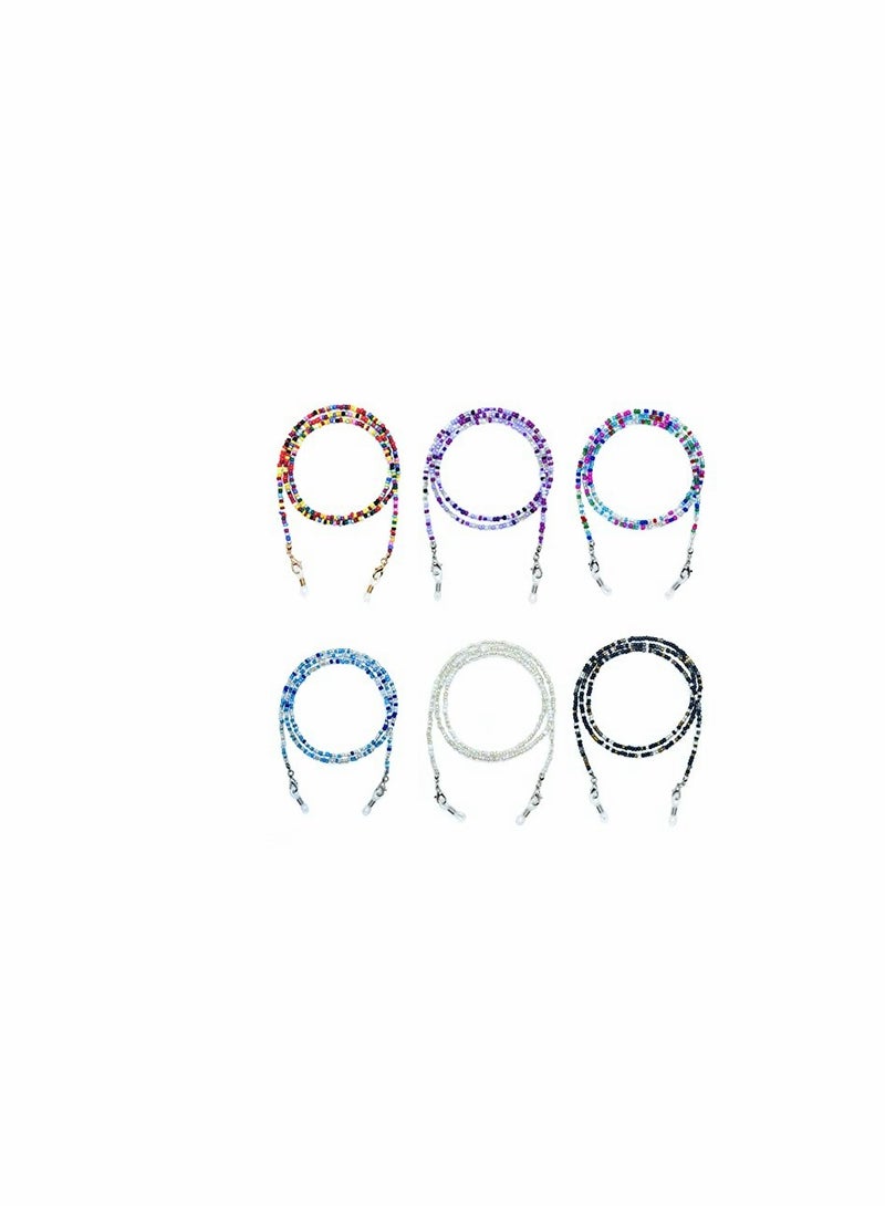 KASTWAVE Face Mask Lanyards, 6PCS Mask Necklace Holders, Around Neck Beaded Eyeglass Neck Chains, Strap Colorful Bead Mask Anti-Lost Strap, Or for DIY - Image 1