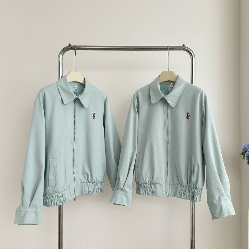 Liang Yixuan Light Oxygen Babyblue Ramie Cotton Rl Embroidered Lazy Relaxation Jacket Coat Women'S Autumn New - Image 4