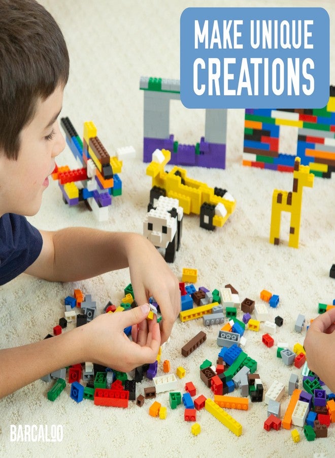 Barcaloo 1000 Piece Building Bricks Play Set, 10 Classic Colors Bulk Building Blocks, Generic Brick Building Parts, for Boys and Girls, Assorted Tub Classic Colors - Image 5