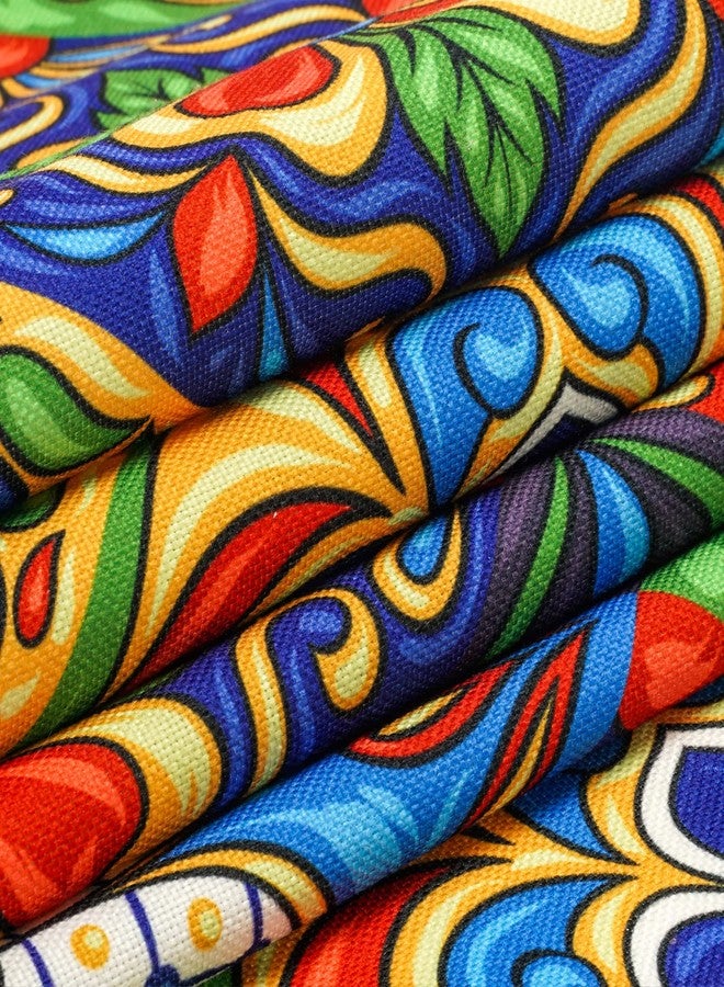 AILUER Mexican Talavera Ceramic Tile Pattern Linen Table Runners Dinner Table Setting Dresser Scarves Farmhouse Style for Party Holidays Home Kitchen Decoration (Mexican Talavera, 13"x 71") - Image 4