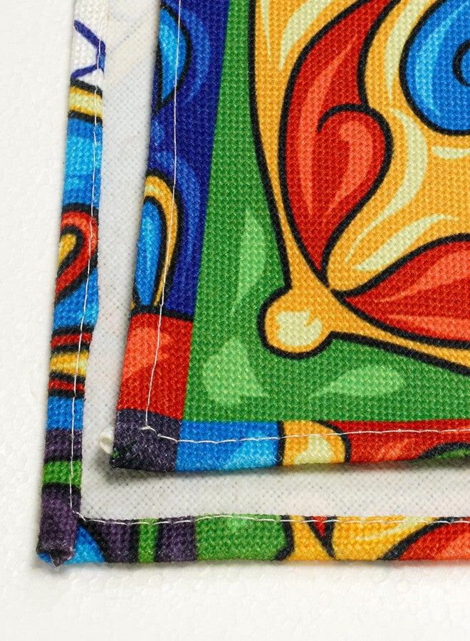 AILUER Mexican Talavera Ceramic Tile Pattern Linen Table Runners Dinner Table Setting Dresser Scarves Farmhouse Style for Party Holidays Home Kitchen Decoration (Mexican Talavera, 13"x 71") - Image 5