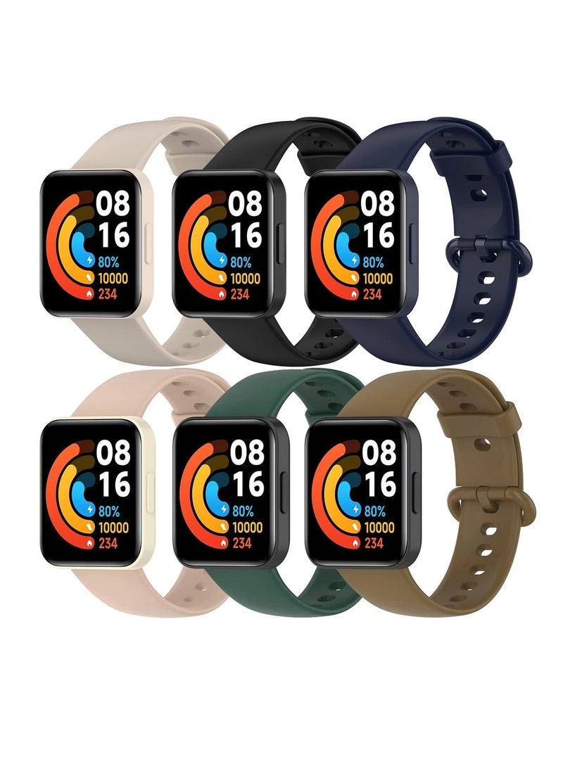 6 Pieces Straps Compatible With Xiaomi Redmi Watch Lite 2, Colorful Silicone Strap Replacement For Xiaomi Mi Watch Lite 2 And Redmi Watch Lite 2 - Image 1