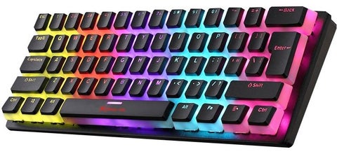 لوحة مفاتيح جيمنج من كستراك-مى مقاس 60% - بادينج - سويتش ميكانيكال ازرق - اضاءة رينبو - زراير انجليزى و عربى  | GK985P