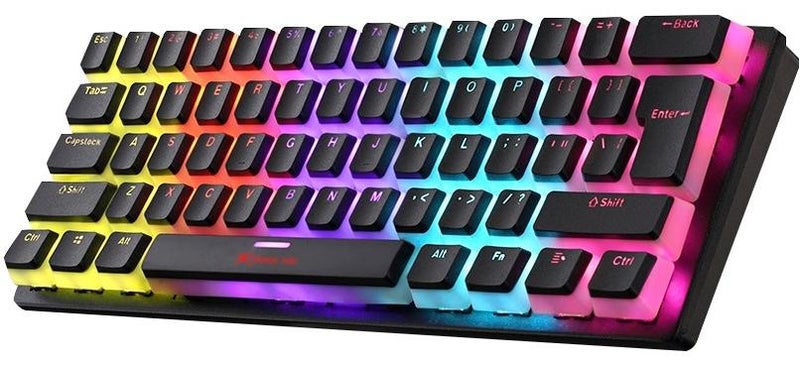 إكسترايك-مي لوحة مفاتيح جيمنج من كستراك-مى مقاس 60% - بادينج - سويتش ميكانيكال ازرق - اضاءة رينبو - زراير انجليزى و عربى  | GK985P - Image 1