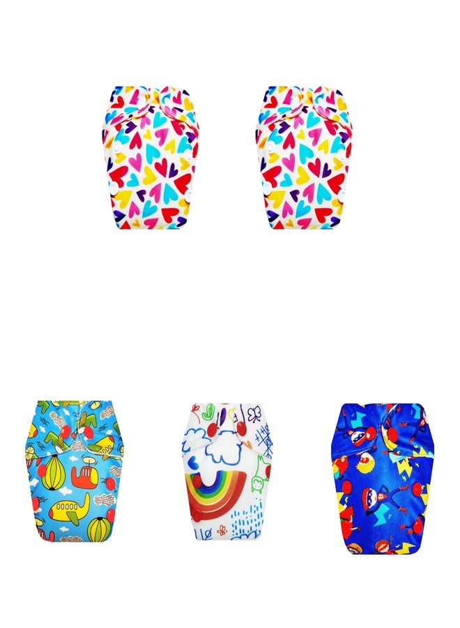 حفاضات قماشية فاخرة من دمبلدو للأطفال حديثي الولادة مع ماصة مدمجة (عبوة من 5 قطع) | شعور بالجفاف والراحة | قابلة لإعادة الاستخدام والغسل | سريعة الجفاف | تغيير حفاضات بدون قلق | من 0 إلى 4 أشهر | للجنسين - Image 1