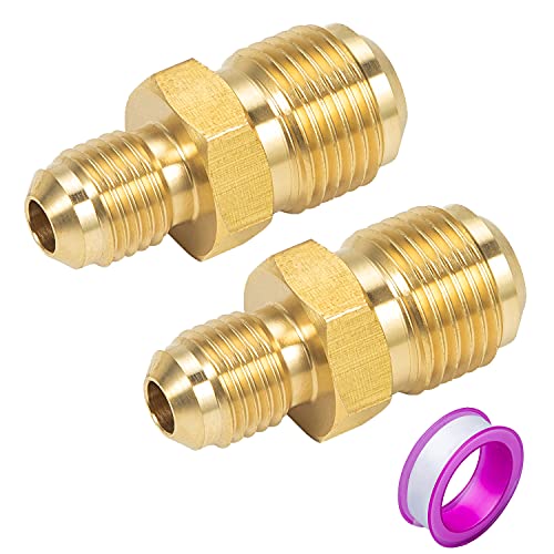 Breezliy 2 PCS Brass Tube Coupler Pipe Fitting Union Connector Gas Adapter 3/8" Male Flare x 1/4 Inch Male Flare - Image 1