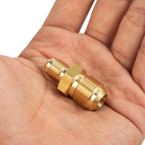 Breezliy 2 PCS Brass Tube Coupler Pipe Fitting Union Connector Gas Adapter 3/8" Male Flare x 1/4 Inch Male Flare - Image 5