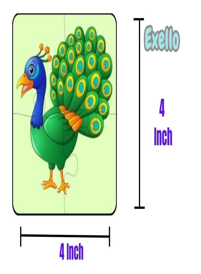 Exello 4 Piece Wooden Puzzle for Kids - Set of 8 Jigsaw Puzzle, 4x4 Inch Size, Animals and Birds Wooden Jigsaw Puzzle Games for Children & Kids, Jigsaw Puzzles for Kids. - Image 4