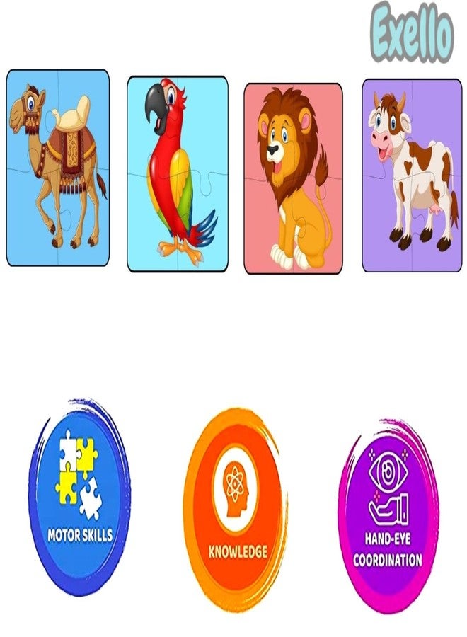 Exello 4 Piece Wooden Puzzle for Kids - Set of 8 Jigsaw Puzzle, 4x4 Inch Size, Animals and Birds Wooden Jigsaw Puzzle Games for Children & Kids, Jigsaw Puzzles for Kids. - Image 5