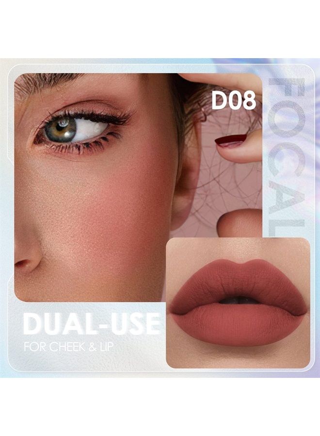 FOCALLURE Velvet-hazy Matte Cheek Lip Mud Dual-use For Lips And Cheek Lip Clay High Pigment Lipstick Blush Lasting Lip Tint 
