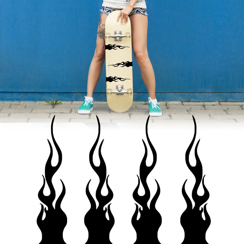 TOMALL 4 Pcs 78 Flame Reflective Sticker for Car Vinyl Racing Sports Flame Stripe Decal for Golf Cart OffRoad Vehicles Motorcycles Bike Skateboard Laptop DIY Decoration Black