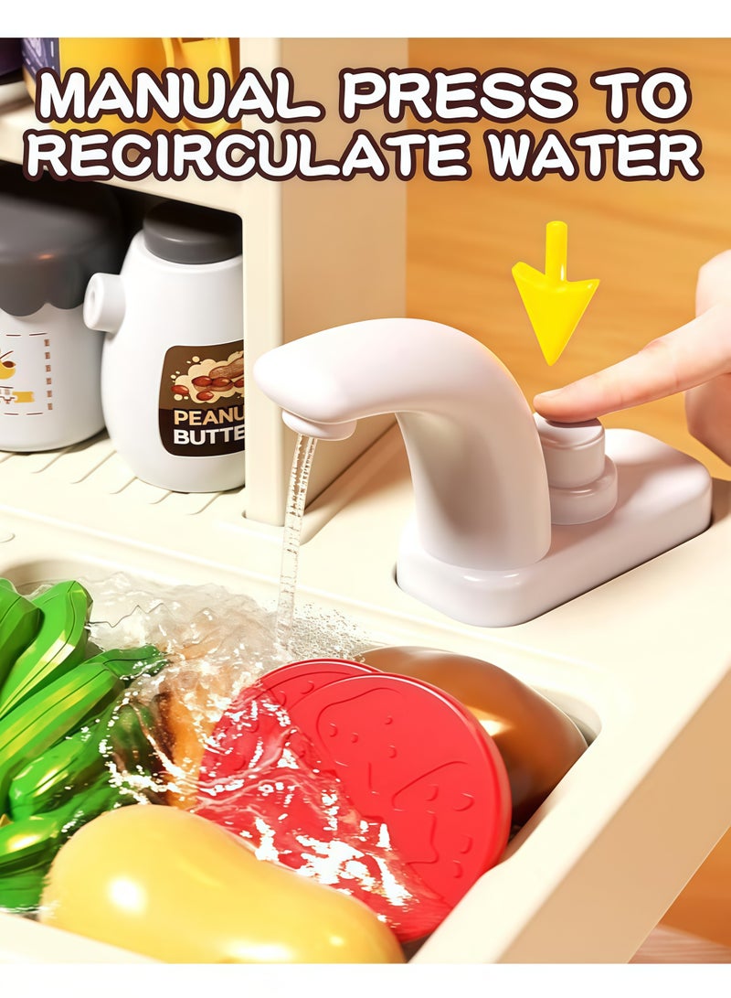 مجموعة ألعاب المطبخ للأطفال، مجموعة ألعاب المطبخ التفاعلية للأطفال مع الضوء والصوت، مجموعة لعب طبخ الطعام للأطفال الصغار، مجموعة اللعب التظاهري مع تأثير البخار، موقد الطبخ، رذاذ الحوض، ملحقات الفواكه والخضروات للأطفال ألعاب الطعام التظاهري للأولاد والبنات والأطفال الصغار من سن 3 إلى 6 سنوات - Image 5