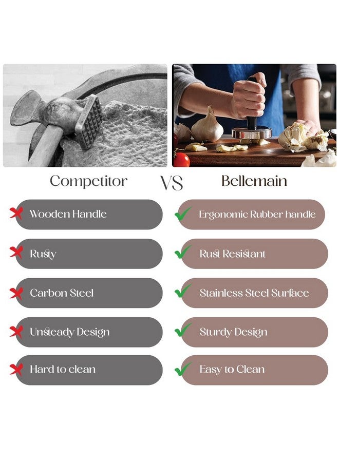 بيلمين مدقّة لحم بيلمين، مطرقة لحم سهلة الإمساك، مطرقة لحم من الفولاذ المقاوم للصدأ للطهي، مطرقة لحم، مطرقة دجاج، أداة هرس لحم، مطرقة مطبخ، أداة هرس لحم - Image 4