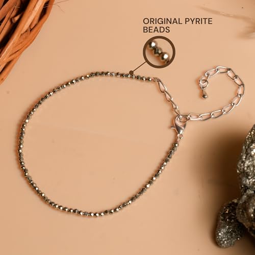 Japam Dhanashree Raw Pyrite Anklet – Handcrafted Spiritual Jewellery Inspired by Goddess Lakshmi | Symbol of Prosperity, Strength & Grace - Image 3