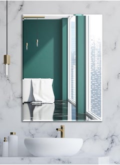 Generic Bathroom Mirror Large Rectangle Vanity Framed Mirror for Wall,50×70cm Modern Metal Wall Mirror Farmhouse, Anti-Rust, Tempered Glass, Hangs Horizontally or Vertically  - Image 1