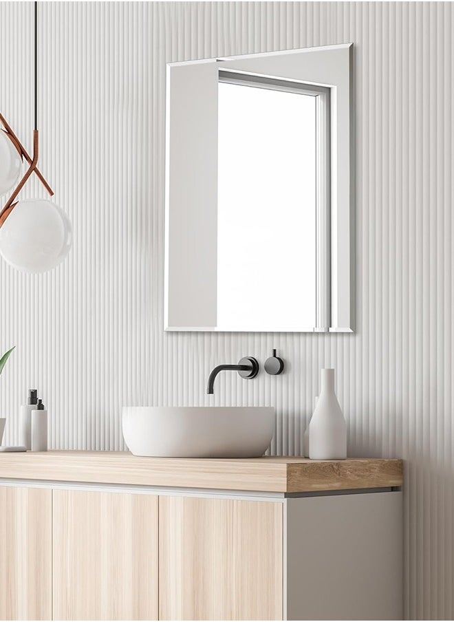 Generic Bathroom Mirror Large Rectangle Vanity Framed Mirror for Wall,50×70cm Modern Metal Wall Mirror Farmhouse, Anti-Rust, Tempered Glass, Hangs Horizontally or Vertically  - Image 3